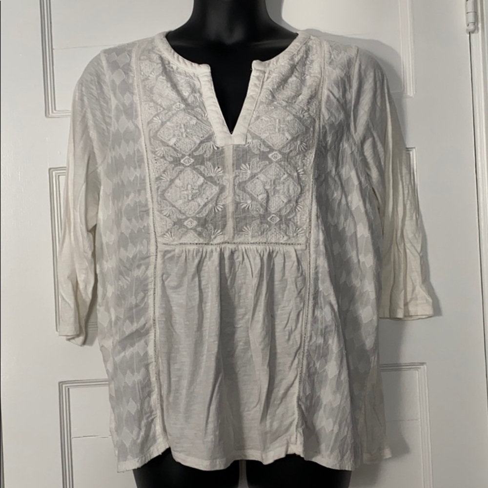 Lucky 🍀 off white crochet top, 3/4 sleeve - 2x